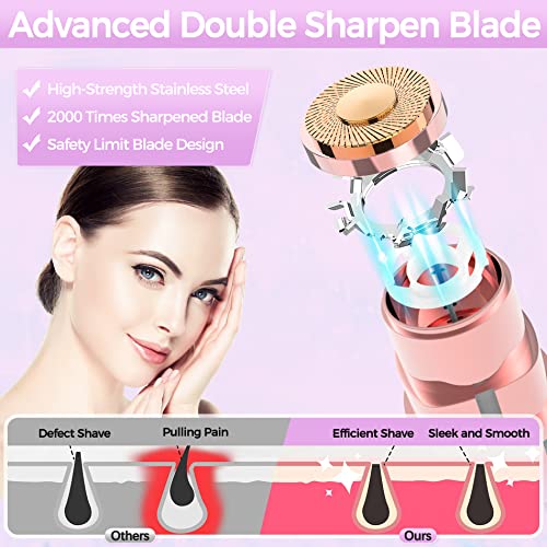Facial Hair Removal For Women Face, Flawless Touch Hair Remover Womens, 2 In 1 Trimmer For Women Facial Hair, Rechargeable Eyebrow Epilator Razor Shaver For Peach Fuzz, Lips, Chin, Arms With Led Light #TOP1