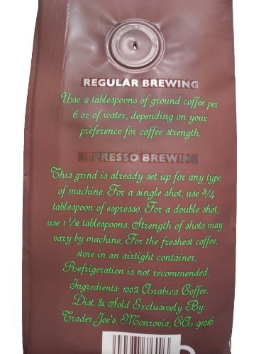 Trader Joe's Shade Grown Ground Espresso Blend Dark Roast Fine Grind 14 oz. (Pack of 2)