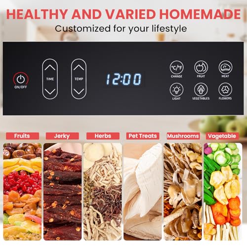 Image of Fendia Food Dehydrator for Jerky, 7 Stainless Steel Large Trays, 600W Fruit Dehydrator, 24H Timer and 194F Temperature Control, Overheat Protection, Food Dryer for Jerky, Herbs, Fruit, Dog Treats