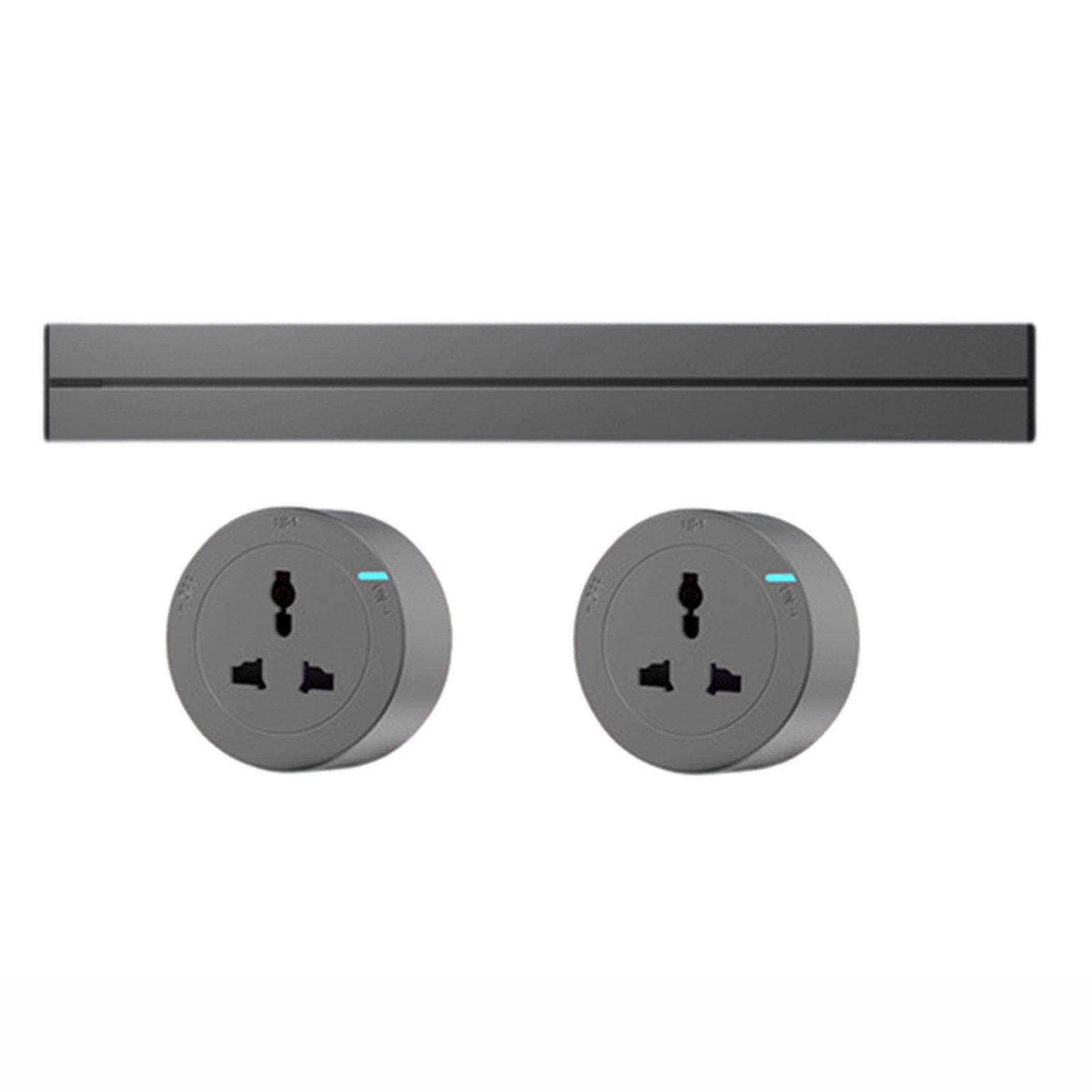 Power Strips Powerful and Safe Track Socket - 8000W Capacity with Waterproof, Anti-Leakage Design. Fashionable Aluminum(Gray,40cm)