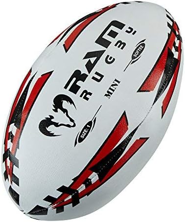 Ram Mini Rugby Ball - Air Filled (Blue) or Softee (Red) - Size 1 (15cm) - Fun Rugby Ball