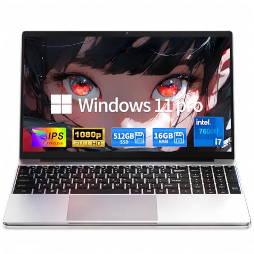 Image of MOONFISH 2026 Laptop Computer Window 11, Core i7 Processor 15.6 Inch Lap Top, 16GB RAM 512GB SSD, Backlit Keyboard, FHD 1920 * 1080, Office 365, Business, Student