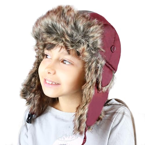 Image of Faux Fur Safety Reflective Aviator Trapper Hat Snow Ski Trooper Winter Cap