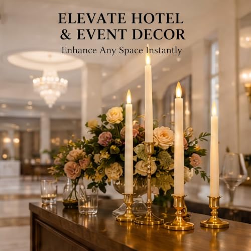 Image of Baquler 100 Pcs Flameless Taper Candles LED Battery Operated Bulk,Ivory | Flickering Glow, Artificial Fake Candles for Weddings Christmas Halloween, 4 Sizes 8.5-12.8 In, Safe Flameless Church Decor