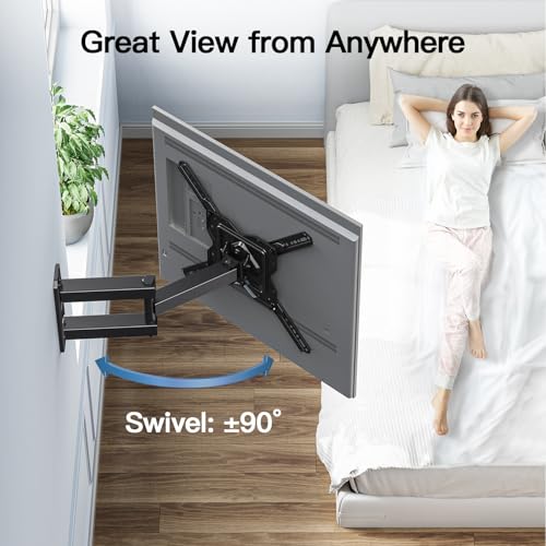 PERLESMITH TV Wandhalterung Schwenkbar Neigbar Wandhalterung Fernseher für 26-60 Zoll Flach & Curved Fernseher oder Monitor bis zu 35kg, TV Halterung Max.VESA 400x400mm – Bild 4