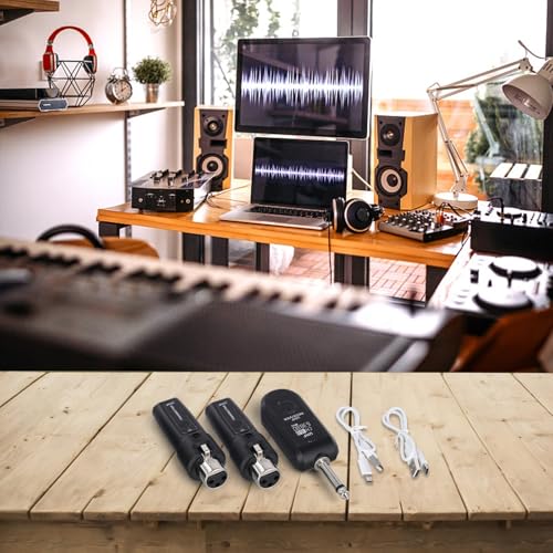 Sistema de Micrófono Inalámbrico UHF con Adaptador XLR Transmisor Receptor para Micrófono Dinámico, Guitarra, Mezcladora de Audio PA, 20 Canales Ajustables, 550-573MHz, Alcance 30-50m (1 bandeja 2) miniatura 6