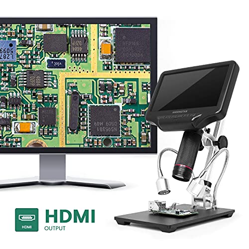 Andonstar AD407 Microscope numérique avec écran HD 7 270 x 1080p HDMI Outil pour vérification de PCB, réparation de téléphone et soudure SMD/SMT