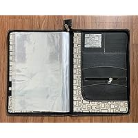 Carpeta de cuero con cremallera A4, carpeta de documentos profesional Padfolio de cuero organizador de archivos para negocios -3 reuniones
