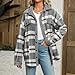 yaoeye promo codes deals of the day log in Shackets for Women 2024 Fall Zip Up Fuzzy Plaid Jacket Plus Size Casual Warm Winter Fleece Long Hoodie with Pockets my cart items today Grey-c XX-Large