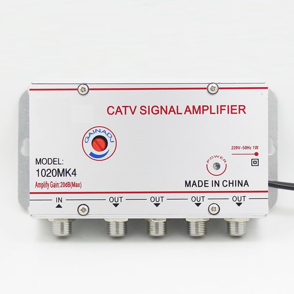 Amplificateur de Signal CATV 20dB Booster TV Numérique 45MHz-860MHz 1 Entrée 6 Sorties Prise EU