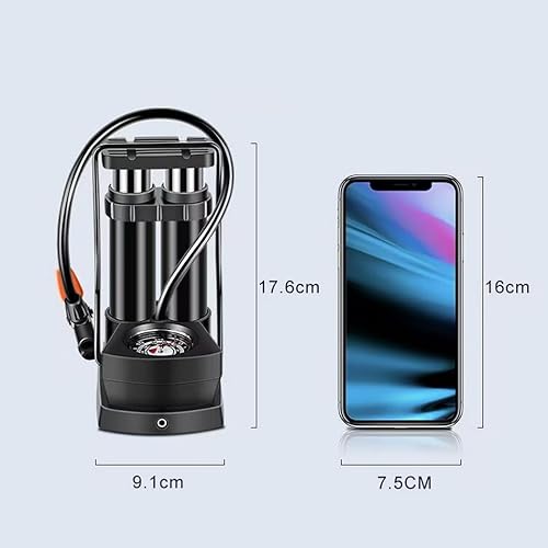 Miniatura 3 de Bomba de aire de doble cilindro de pie, bombas de piso de bicicleta, bomba de aire para bola, para bicicleta, motocicleta y almohada inflable de