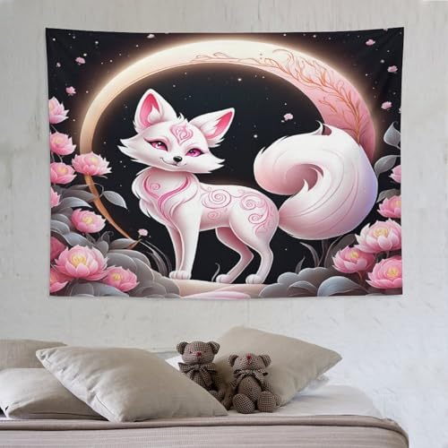 Tapisserie renard PAZZK en polyester 150×200cm pour decoration murale de salon
