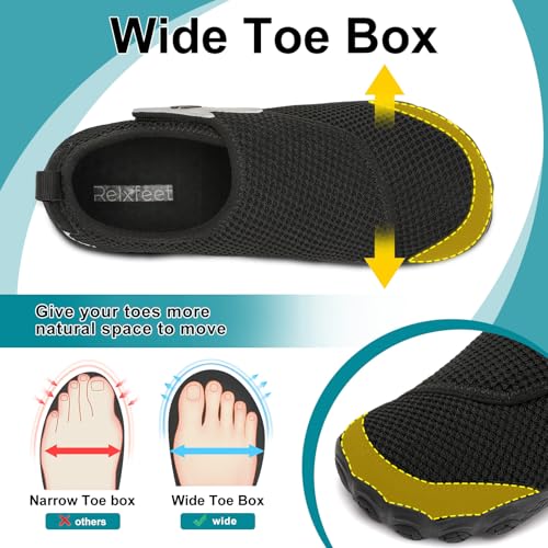 relxfeet Walking Shoes Women Men Wide Diabetic Shoes Adjustable Barefoot Shoes Zero Drop Lightweight Sneakers for Edema Swollen Feet Size 4-132
