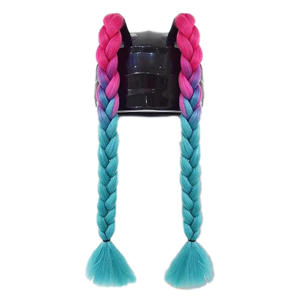 Le Noir - Tresses Queue De Cheval Pour Casque De Moto Avec Ventouses, 24 Pouces - Auto