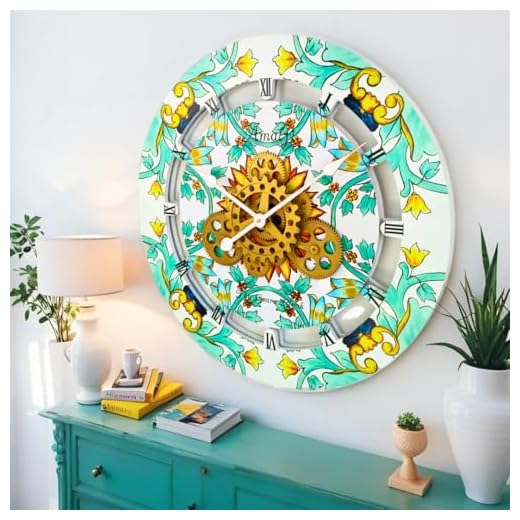 ImprovingLife The Gears Clock Wall Clock Italy Collection with Moving Gears (Amalfi, 24 inch Round)