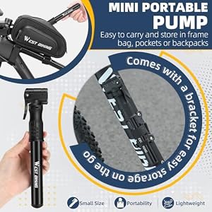 Aluminum Alloy Mini Bike Pump - Portable Lightweight Cycle Pump for Presta & Schrader Valve, Fast Tyre Inflation for Mountain & Road Bike (Black) — photo 4 of 6