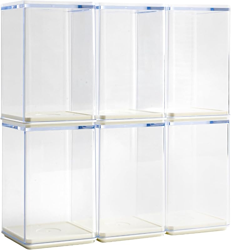 6 PCS Small Display Case for Mini Figures Clear Blind Box for Mini Collectibles-Figures, Stackable Miniature Display Box Dustproof Clear Storage Box Showcase for Pop Mart