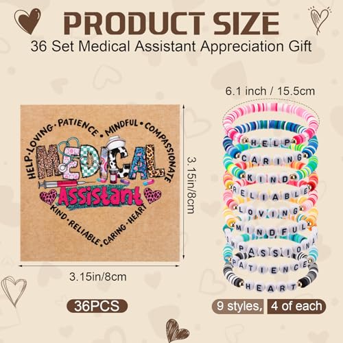 Tondiamo Medical Assistant Bracelets Gifts Bulk Stackable Clay Bead Adjustable Bracelets with Appreciation Card Healthcare Worker Gifts for Women Ma Nurse Birthday Coworker Birthday2