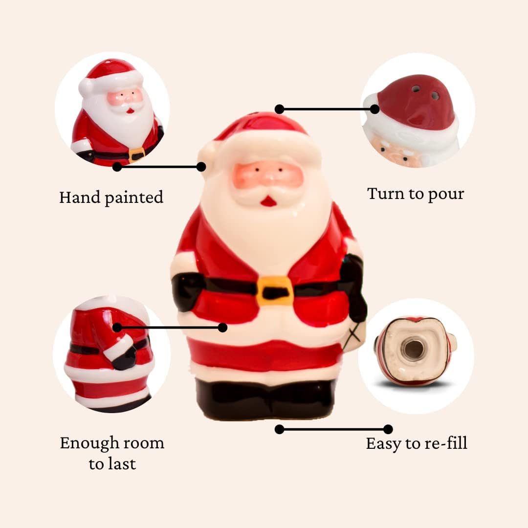 Christmas Salt and Pepper Shakers, Santa & Mrs Claus Holiday Ceramic Set, Holiday Decor, Barclay’s Buys