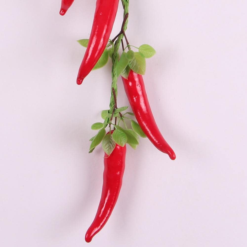 5Pcs Artificial Fake Vegetable Strings, Lifelike Foamed Plastic Red Chili Peppers Garland for Home Christmas Wall Decor, Creative Kitchen Table Ornament and Photography Props,