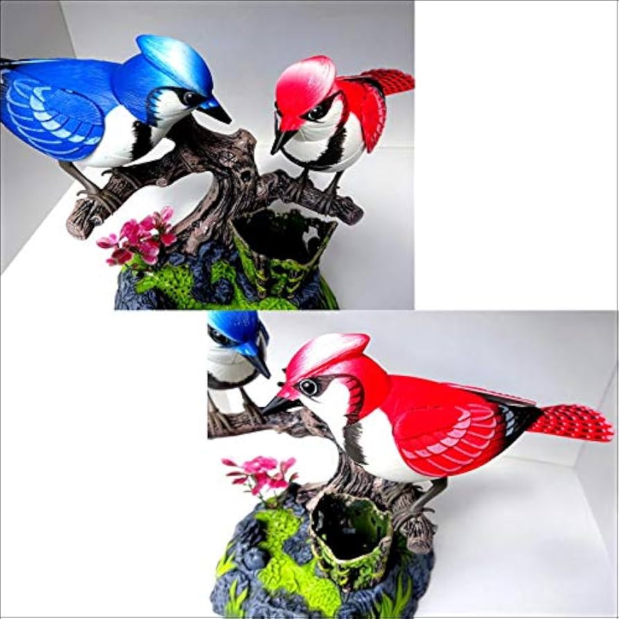 インテリア ことり 置物 センサー 鳥の鳴き声 鳥かご 二羽 ホワイト 鳥 インテリア ことり 置物 センサー 鳥の鳴き声 鳥かご 二羽