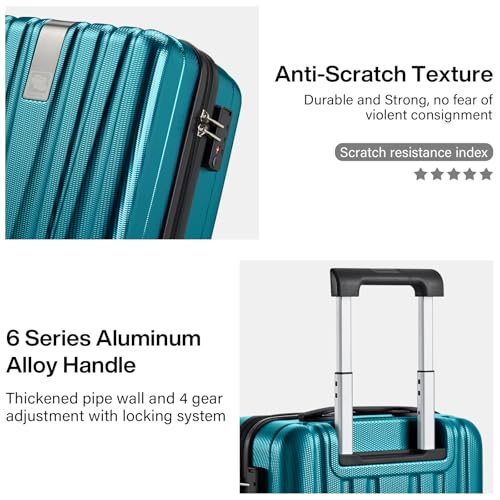 Image of Hanke 16 Inch Underseat Carry on Suitcases with Wheels,Lightweight Hard Shell Carry on Luggage with Wheels for Weekender,Travel Approved Small Suitcase,Travel Luggage for Womem Men,Caribbean Blue.
