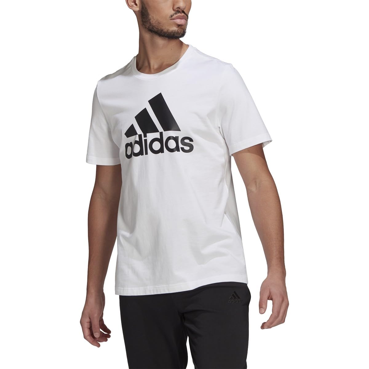 adidas Men's Essentials Big Logo Tee, Black-white,-image-2