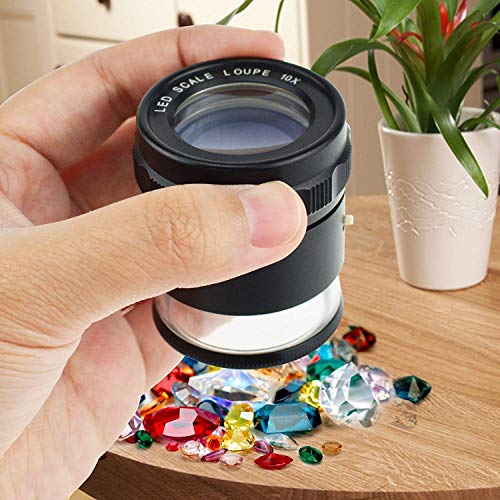 Mini Handheld Jewelry Eye Loupe With 8 Led Lights And Reticle Scale 10X 25Mm Portable Magnifier For Gems Jewelry Rocks Hobbies Antiques Models #TOP6