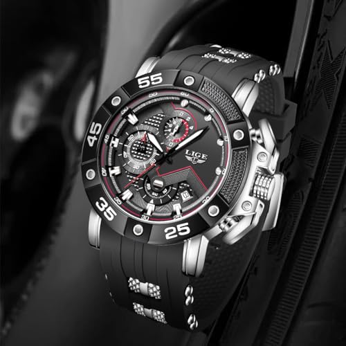 Image of LIGE Unique Mens Wristwatch Fashion Multifunction Chronograph with Calendar Quartz Analog Watch Waterproof Outdoor Sport Watch for Men Casual