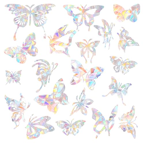 4 Sheets Anti-Collision Window Bird Stickers, Hollow Butterfly Safe Window Clings Rainbow Safety Deterrent Stickers Static Window Clings Animal Window Strike Prevention Clings
