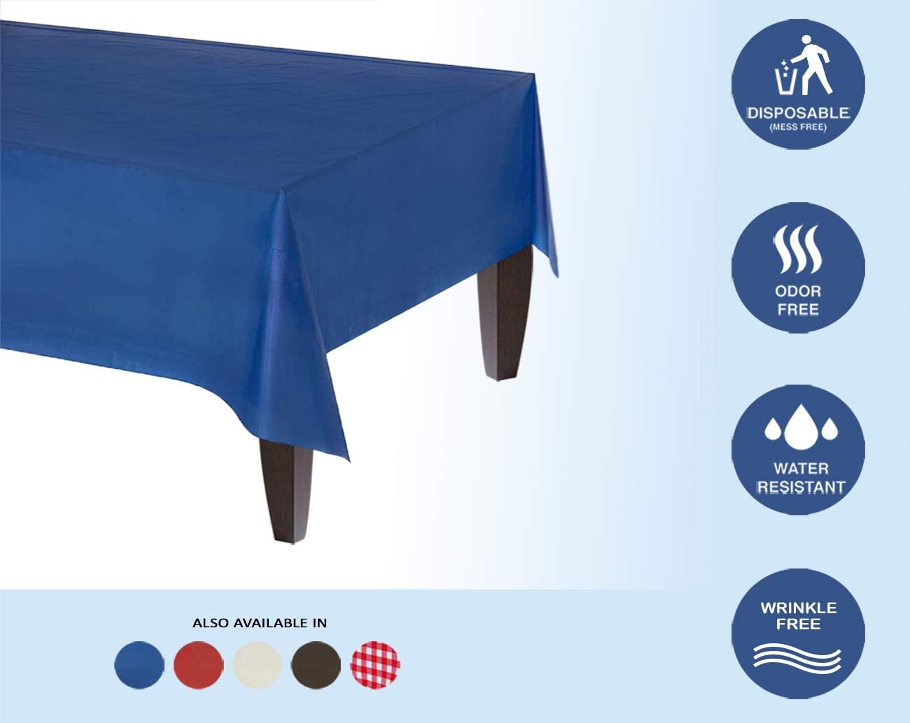 Buу 2 gеt 3 Amatra Disposable Blue Plastic Tablecloth Roll | 54 in X 120 ft (40 yd) | Table Cover for Party, Picnic, Banquet & Kid’s Activities I for Any Shape & Size Tables