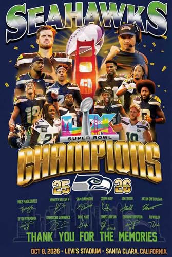 WHZKCYH 2026 American Football Champions Poster For Fans Kids room Bedroom wall Decor-Rugby Jaxon Smith-Njigba Posters Canvas Prints Picture For Teen Boy girls Gifts