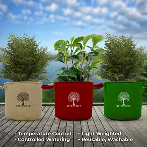 Image of GREENSHEEP Geo Fabric Grow Bags with Handles-Breathable and Reusable Plant Bags for Indoor (Dark Grey) (Pack of 3) (Size-24x24)