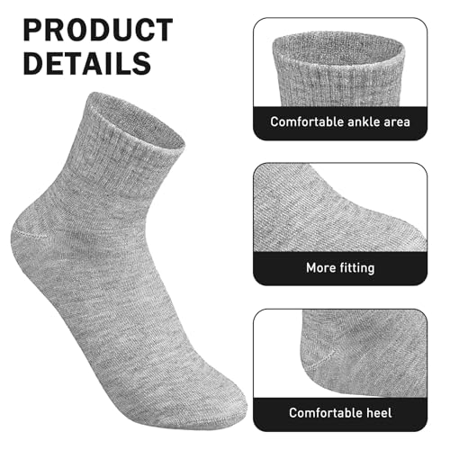 126 Pairs Mens Socks Bulk, Unisex Quarter Ankle Sock, Pack of Athletic Moisture Casual Sports Socks, Bulk for Homeless Men Women, Black Gray White, One Size3