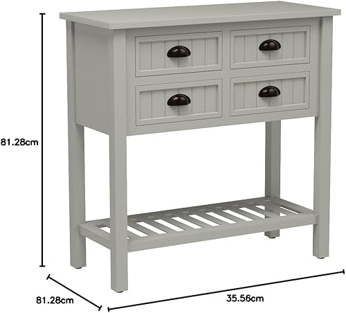 Miniatura 29 de Bailey Bead Board Mesa consola de madera con cuatro cajones con estante, acabado blanco antiguo Blanco antiguo,Azul marino (Antique Navy),Rojo