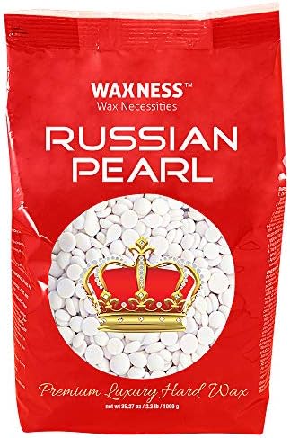 Waxness Russian Pearl Hard Wax Beads 2.2 lb (1 kg) – Rosin-Free Stripless Hard Wax with Creamy Texture and Skin Visibility, Professional Use – Made in Italy