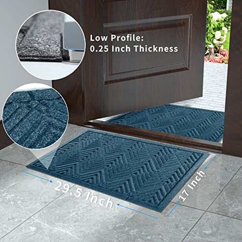 Yimobra Door Mat Outdoor Entrance With Water Freeing Port, Heavy Duty Durable Non Slip Front Doormat Outdoor Indoor For Home Entranway, Patio Entrance Mat, Natural Rubber Backing, 29.5 X 17 Inch, Blue #TOP6