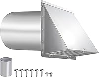 Vista 15 de Cubierta de ventilación de pared de 12 pulgadas, tapa de ventilación para secadora, ventilación de pared exterior con capucha con pantalla