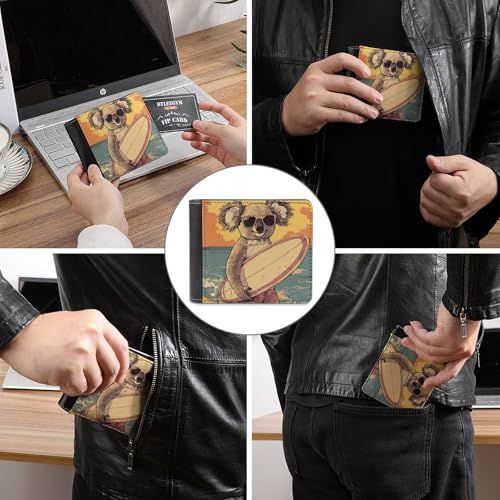 Koala Surfing Surfer Surfboard Fashion Bifold Wallets for Men Women Slim & Thin Credit Card Holder Wallet Purse3