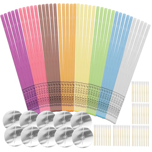40 Velas para Los Oídos, Scettar Velas Naturales para Los Oídos Kit de Vela de Oreja con 10 Discos Protectores 50 Hisopos de Algodón, Limpiador de Oidos Cera para Oídos Relajación y Limpieza