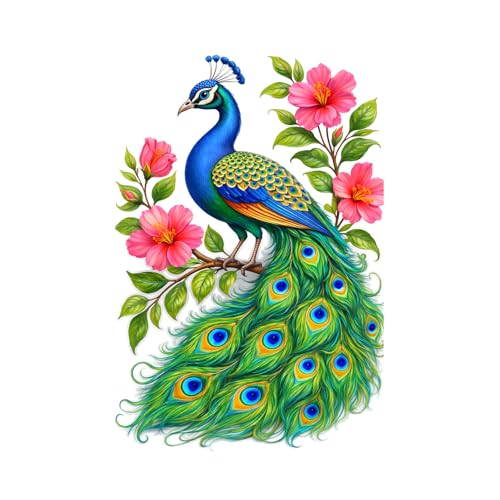 Image of Rangoli Peacock Wall Sticker 16 x 24 Inch Floral Bird Design Self Adhesive Wall Decor for Living Room Bedroom Kids Room Nature Theme Wall Art