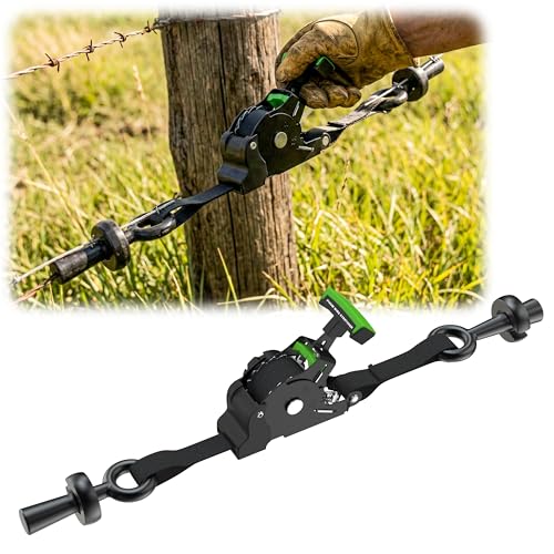 Fixum Fence Wire Stretcher Tool, Heavy Duty Barbed Wire Fence Stretcher, Dual-Mode Retractable Ratchet Wire Puller & Tensioner, for Barbed & Smooth Wire, 8ft Reach, Ultra-Lightweight 3.3 lbs
