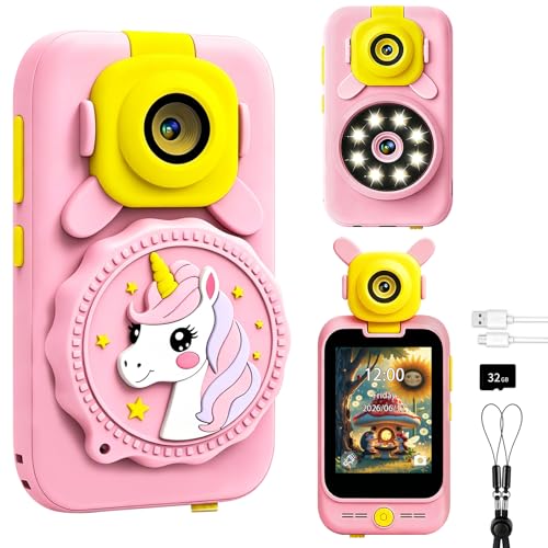Kinder Handy Spielzeug für Mädchen, Einhorn Kinderhandy 3 4 5 6 7 8 Jahre, Kinder Smartphone Kamera Telefon Spielhandy ab 3 Jahre, Lernspielzeug, Einschulung Weihnachten Geburtstag Geschenke Mädchen