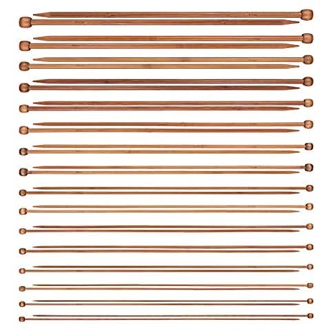 Weiye 14" Extra Long Bamboo Knitting Needles Set | 18 Pairs Smooth, Splinter Free Single Pointed Knitting Needle | 36 pcs - 18 Sizes: 2mm – 10mm Cover