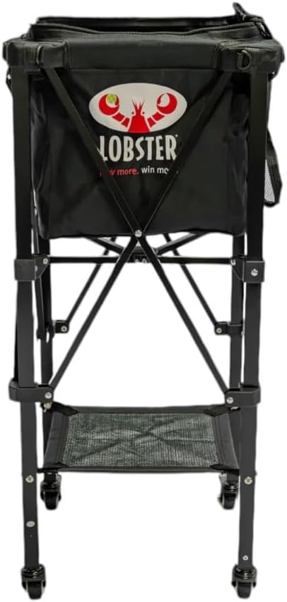 Lobster Sports Quick Cart - Portable Tennis Ball Hopper & Pickleball Caddy with Wheels - Holds 150 Tennis Balls or 110 Pickleballs - Durable Tennis Ball Cart for Easy Court Transport
