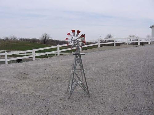 4 Ft Premium Aluminum Decorative Garden Windmill- Green Trim