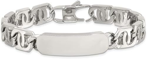 Miniatura 4 de Pulsera de identificación pulida de acero inoxidable personalizado grabado pulido para hombres longitud 8.5 pulgadas ancho 0.472 in con cierre de
