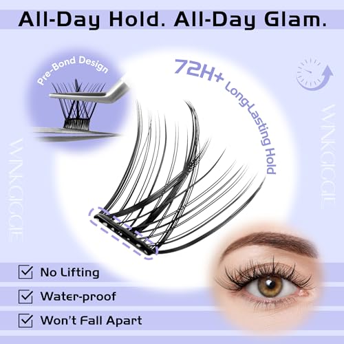 Image of Manga Self Adhesive Lash Clusters D Curl Self Adhesive Eyelashes, Anime Press on Lashes Spiky Pre Glued Eyelash Clusters with Tweezers, No Glue Needed No Remover, 10-16mm, 180pcs