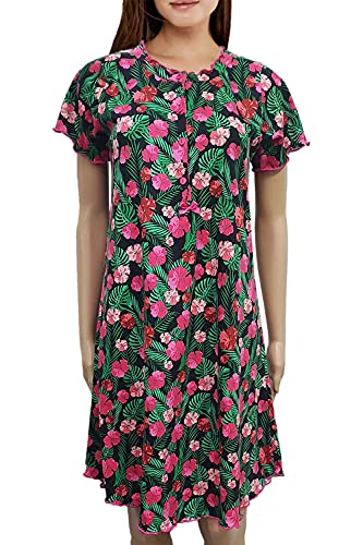 CRAVANA CRV Nachthemd Morgenmantel Damen Baumwolle Sommer Langarm Halbärmel 100% Baumwolle Handgefertigtes Produkt Made in Italy 50