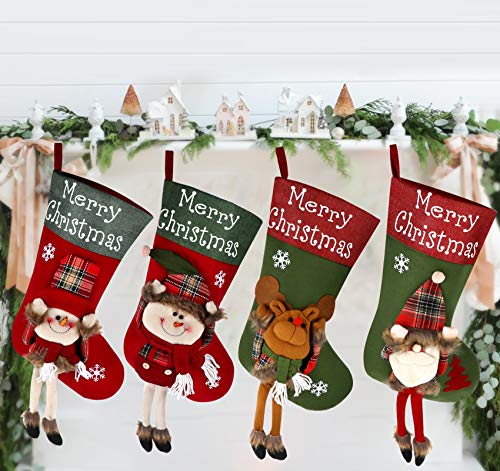 4pcs Calze Natalizie 45CM in Tessuto, Decorazione